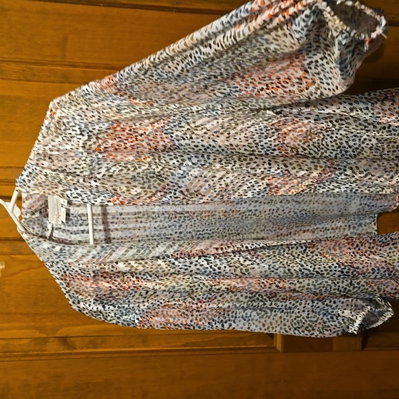 Women's Anthropologie Spotted Shimmer Short Cropped Kimono Striped One Size - Picture 1 of 6